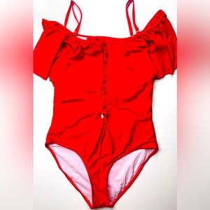 One-Piece Swimsuit Off-the-shoulder Ruffle neckline NWT
